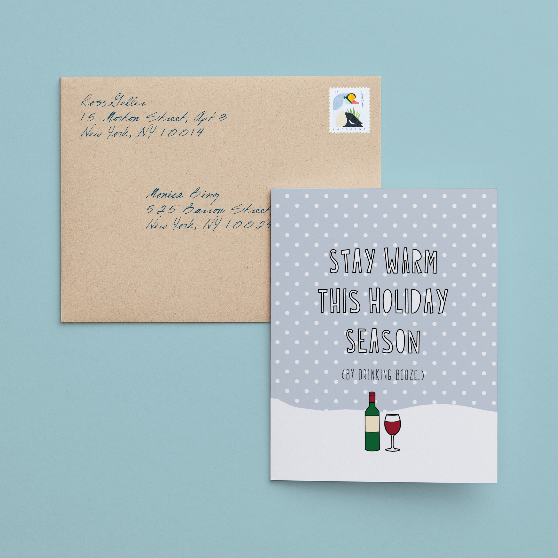 Stay Warm And Cozy Folded Holiday Card, Postable