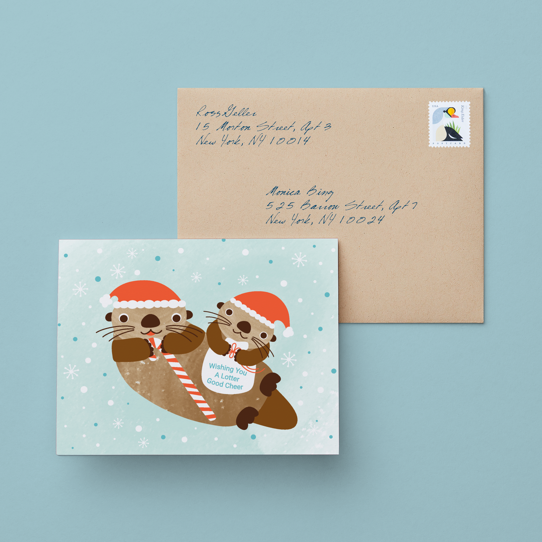 Lotter Good Cheer Otter Christmas Card, Postable