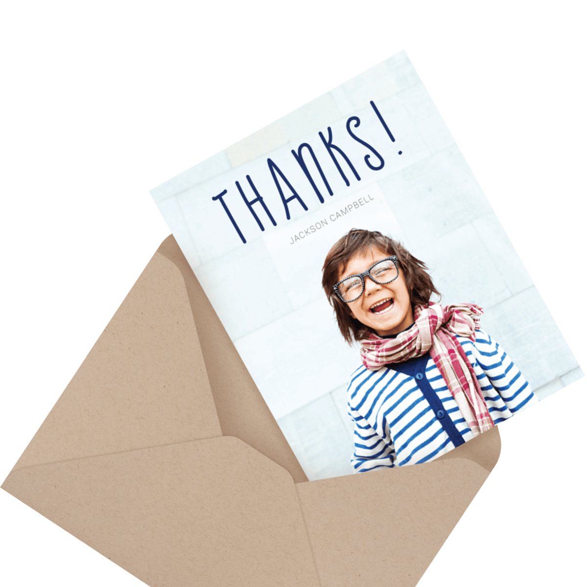 simple photo baby thank you card