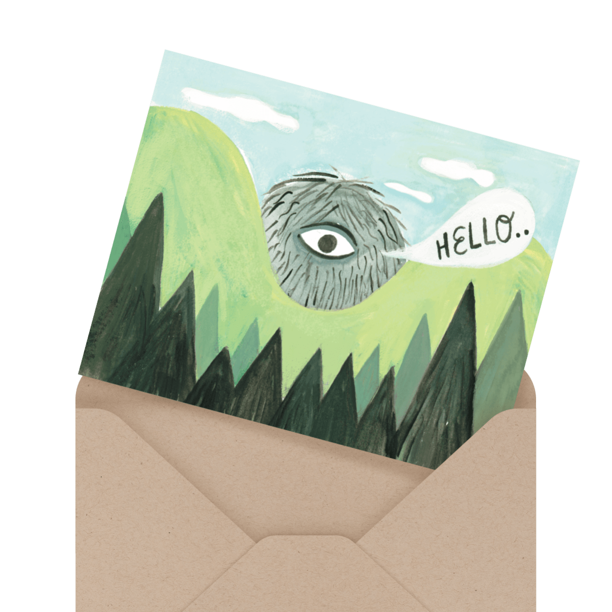 painted hello greeting card