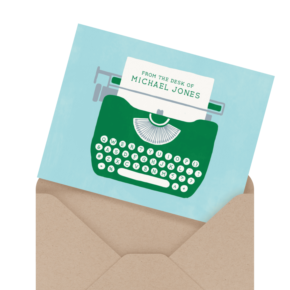 typewriter personalized stationery card