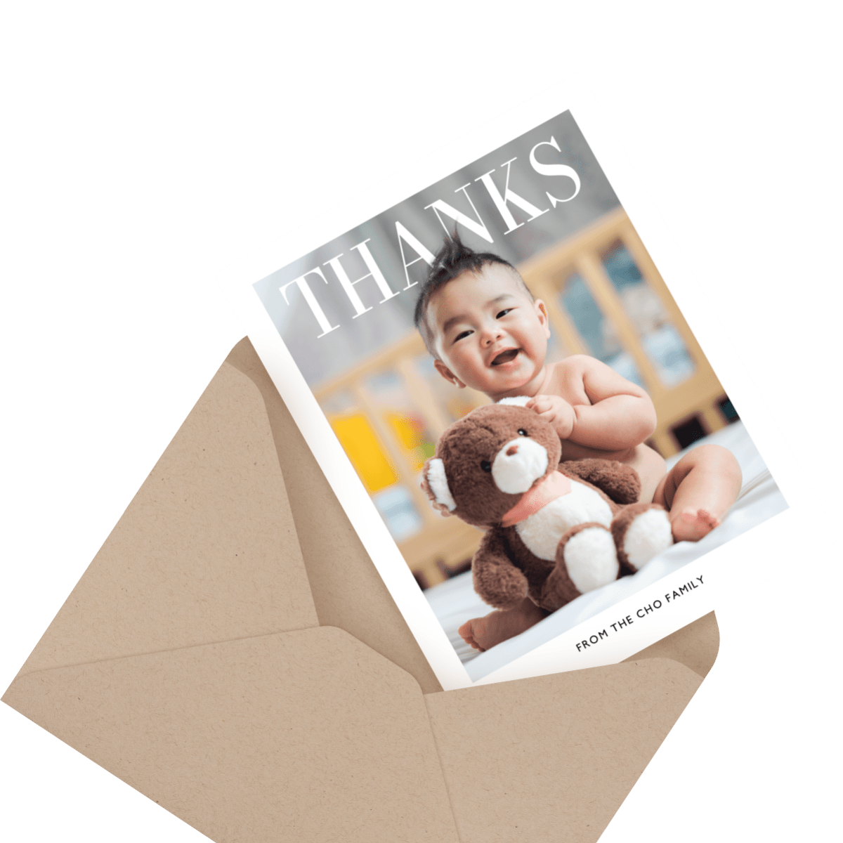 simple photo baby thank you card