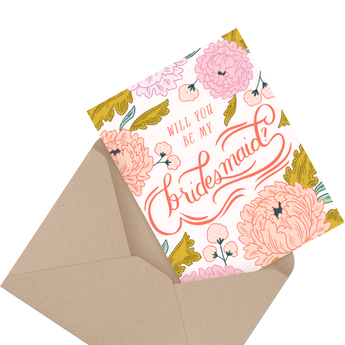 floral best bridesmaid greeting card