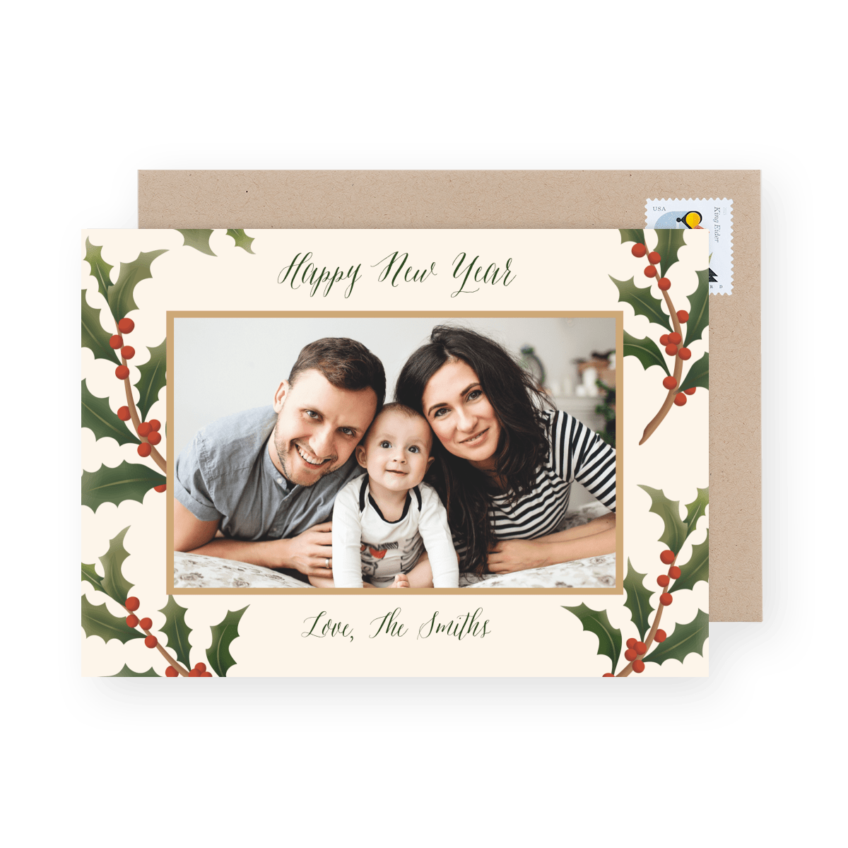 Festive New Year Holly Frame