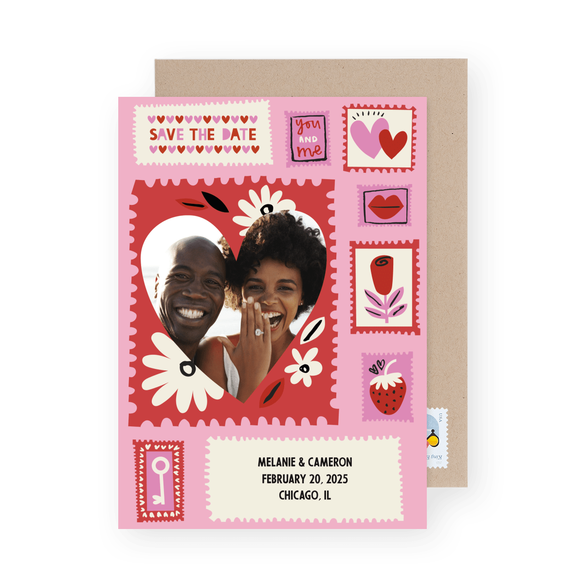 Pink Stamp Save The Date
