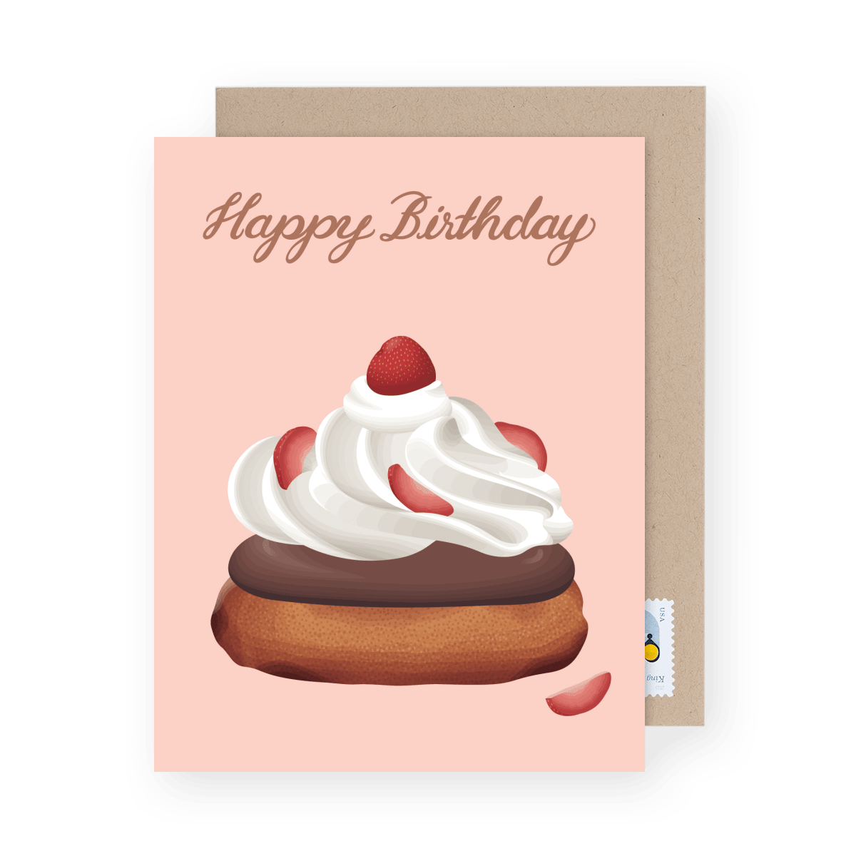 Strawberry Donut Happy Birthday Card