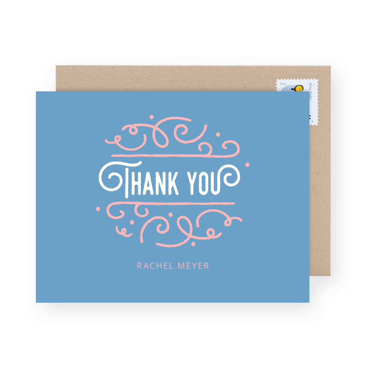 Ornamental Circle Thank You Light Blue 