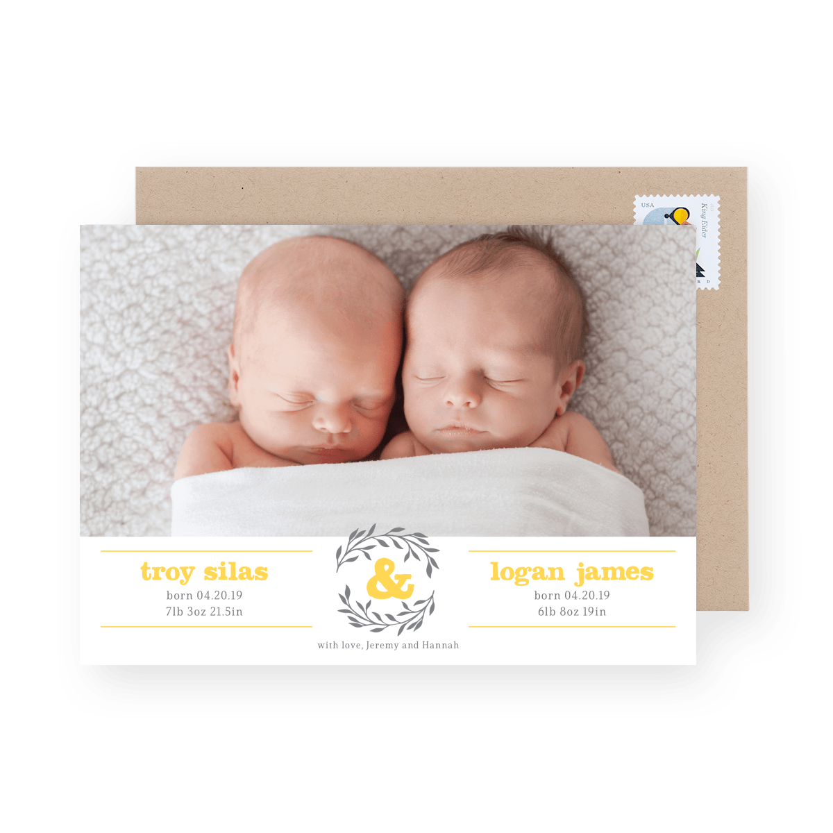 Twin Wreath Birth Announcement 