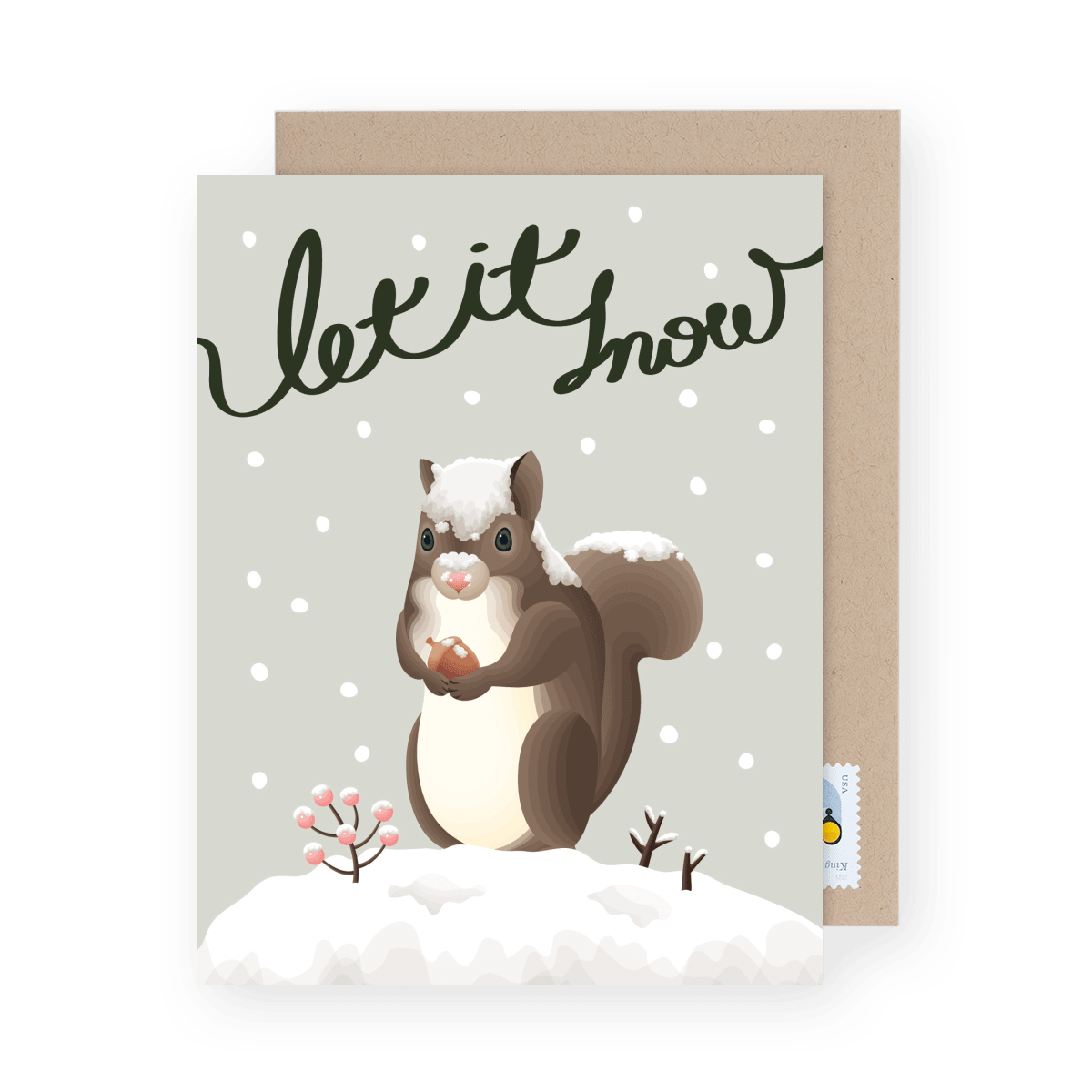 Let It Snow Squirrel Christmas Card
