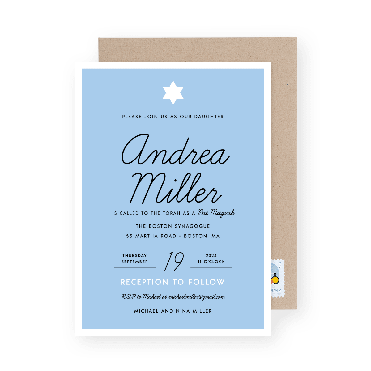 Blue Script Invite