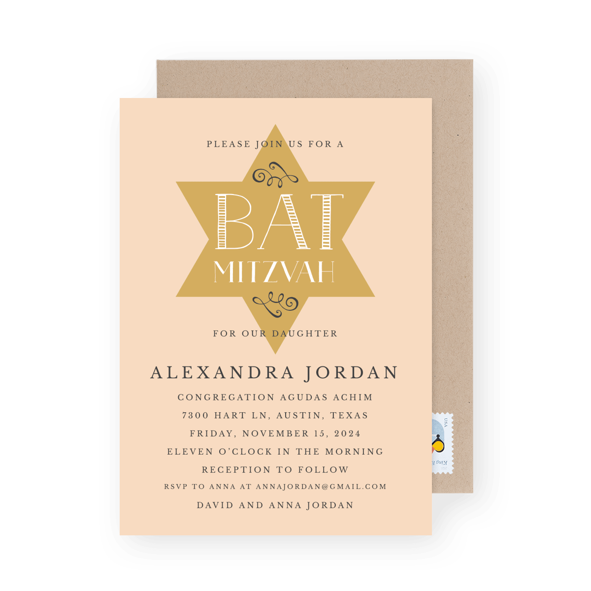 Vintage Star Gold Invite
