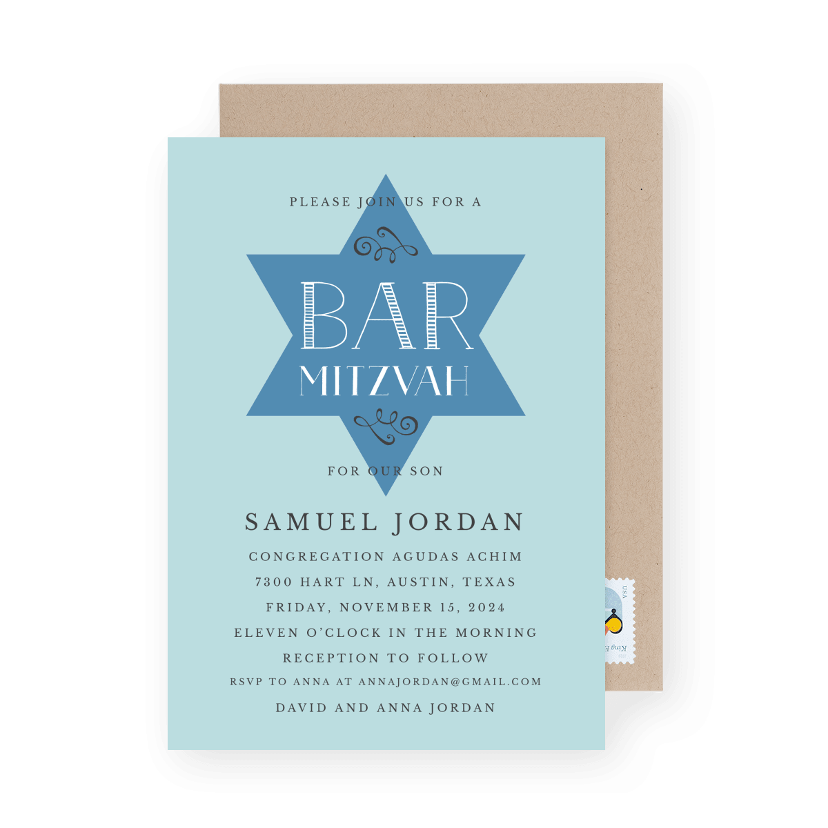 Vintage Star Blue Invite