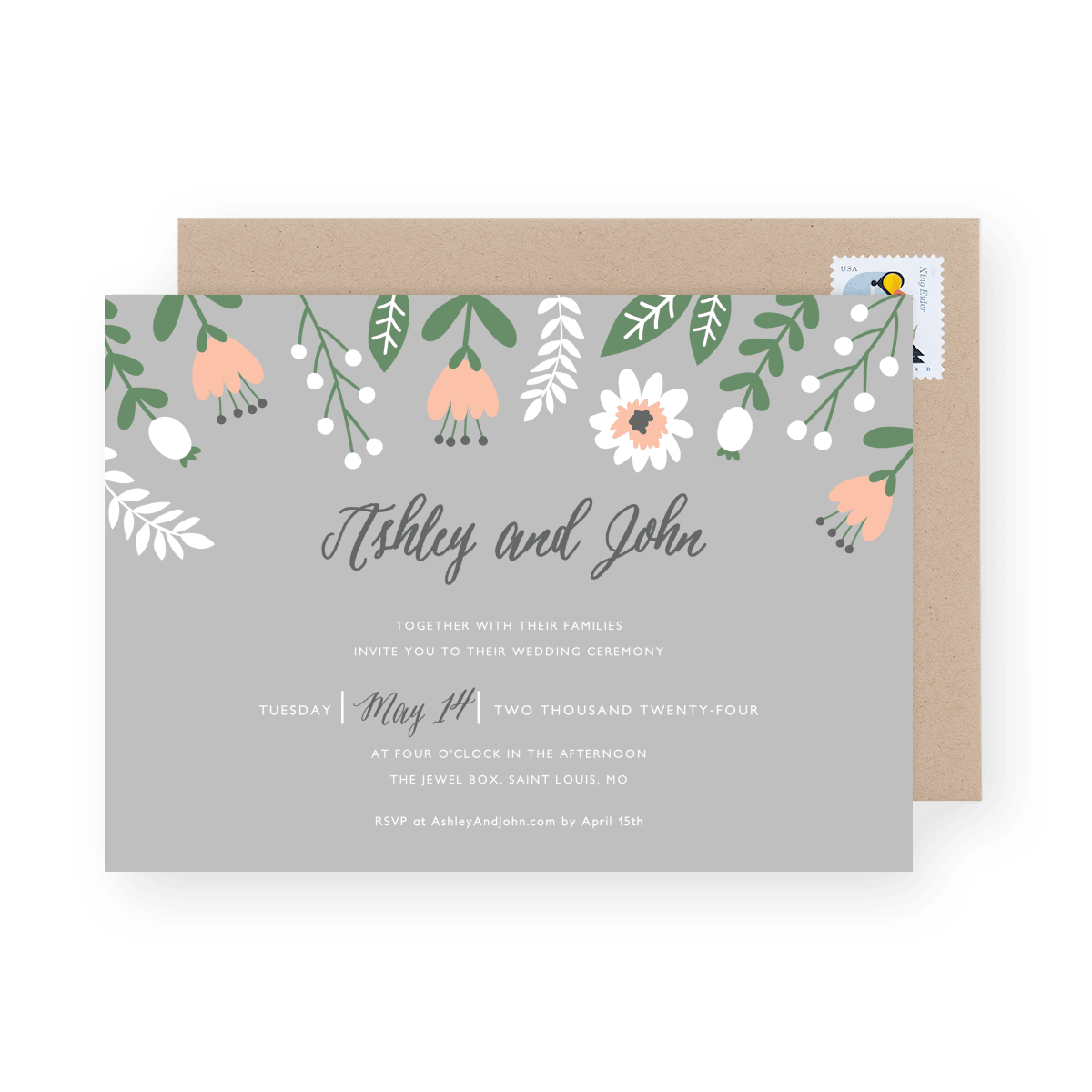 Floral Gray Invite