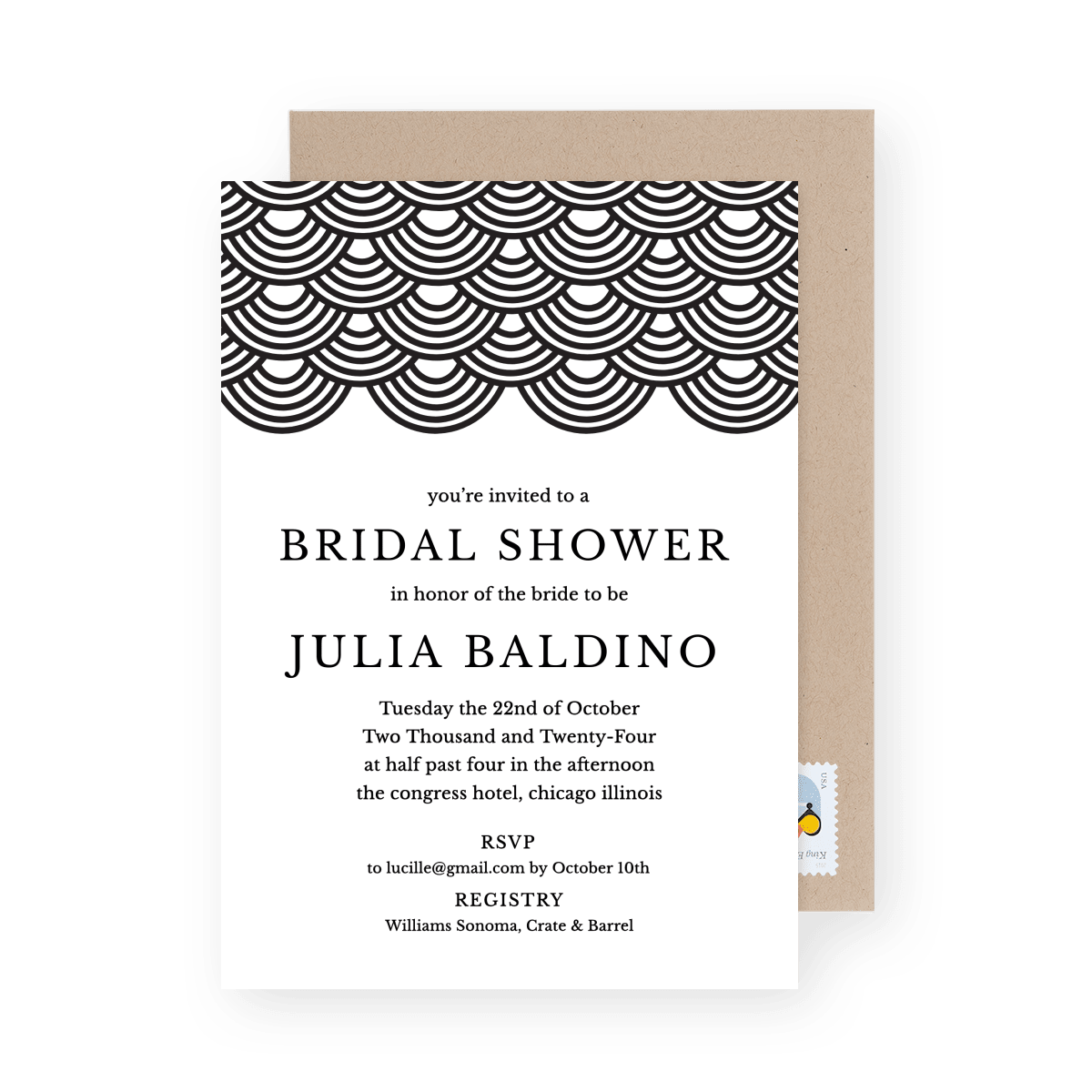 Wave Pattern Bridal Shower Invite