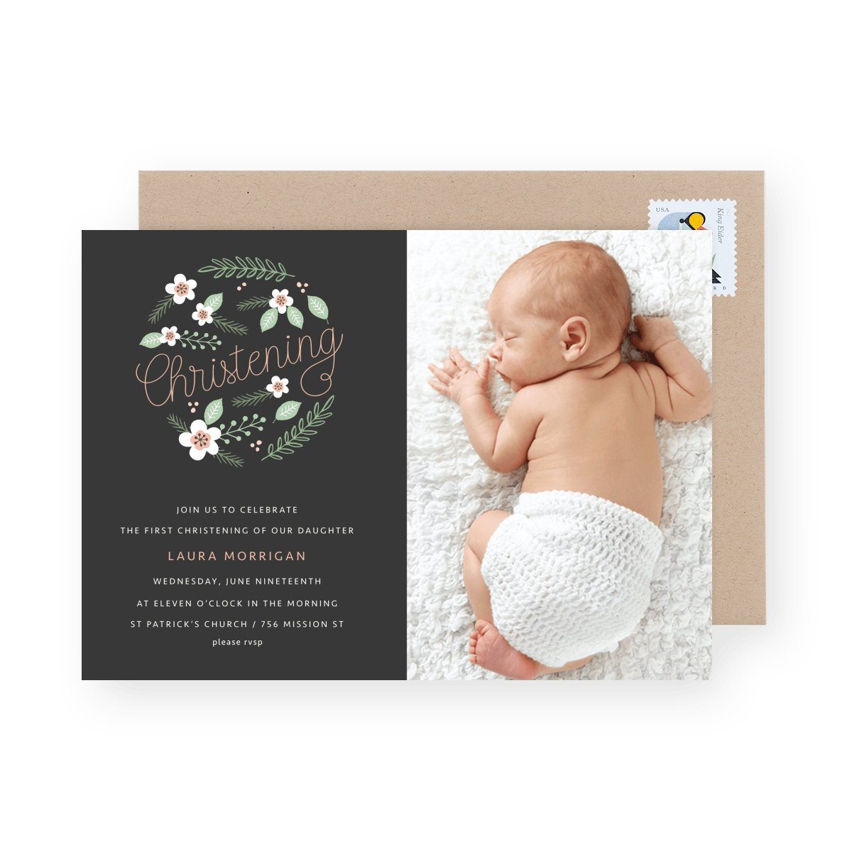 Floral Circle Photo Christening