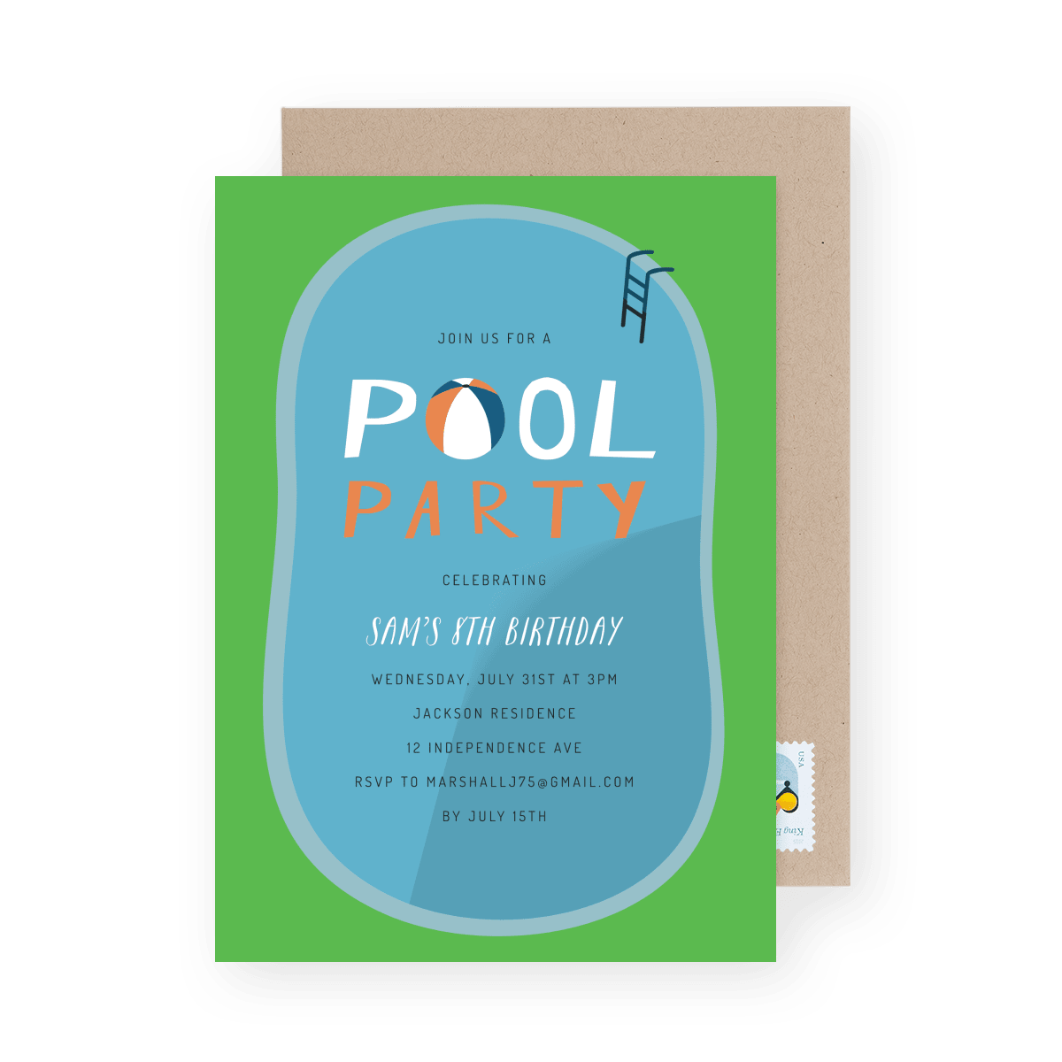 Pool Party Birthday Invite