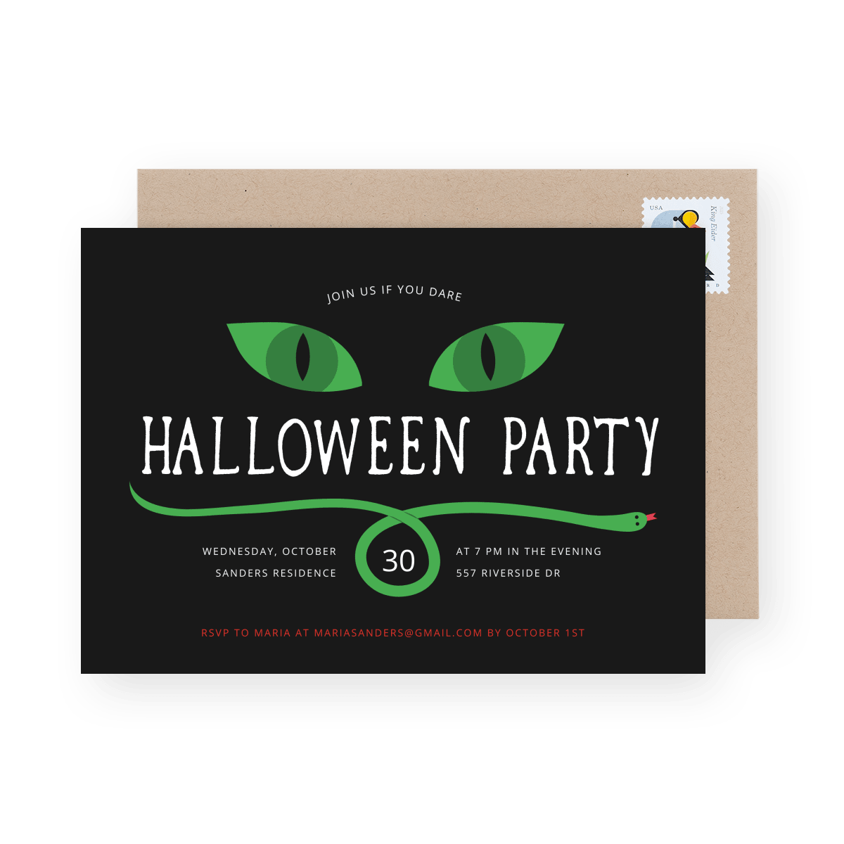 Spooky Snake Halloween Party Invite