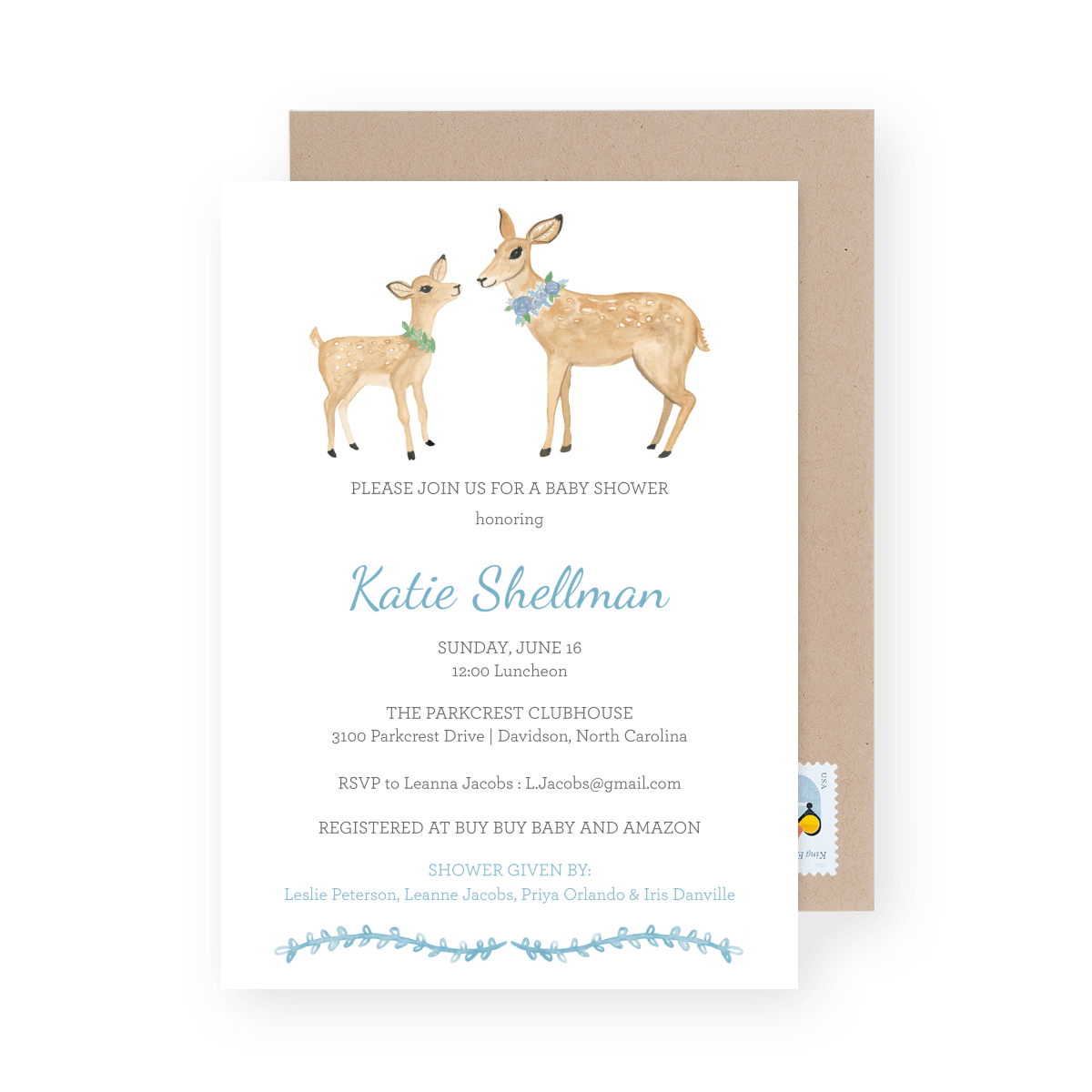Baby Shower Deer Blue