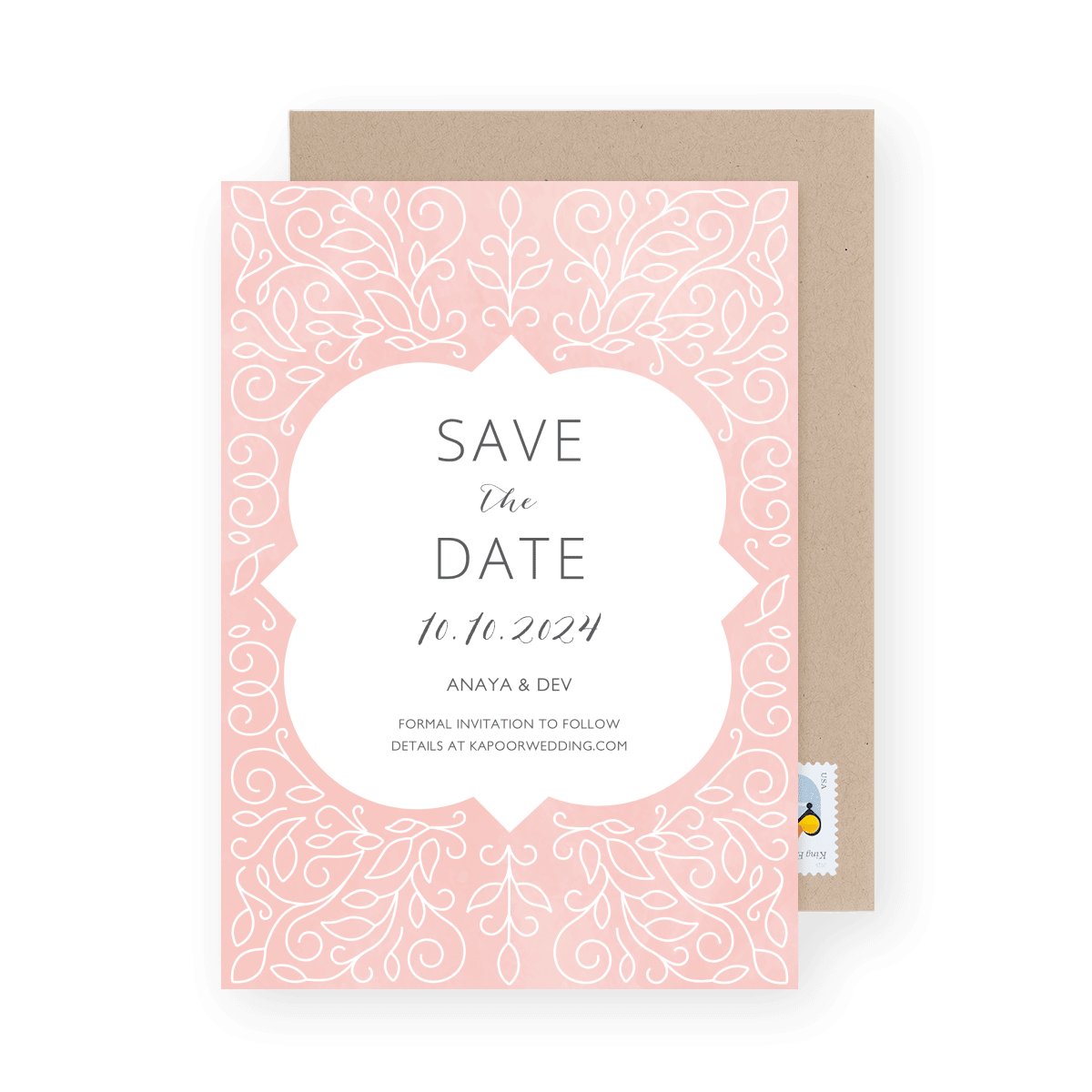 Blush Ornament Save The Date