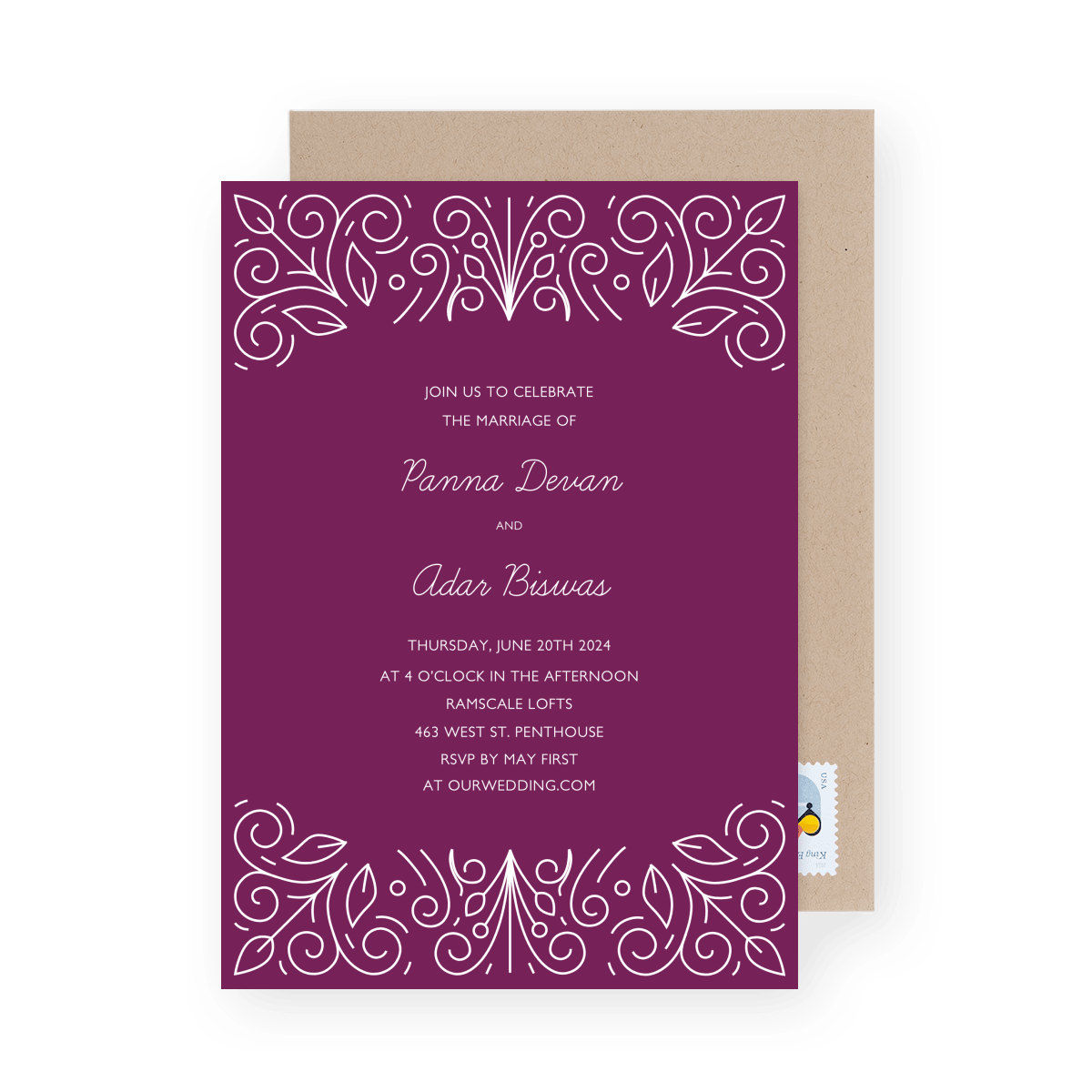 Purple Ornament Invitation