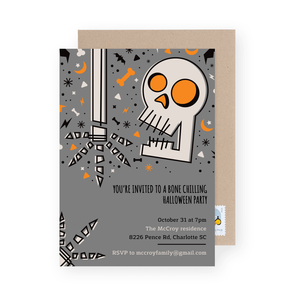 Skeleton Halloween Party Invitation