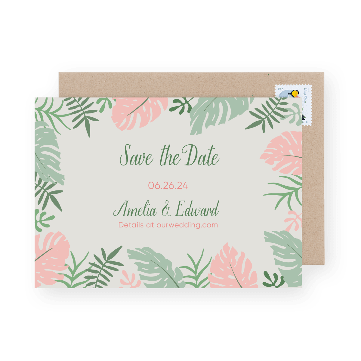 Tropical Leaves Save The Date