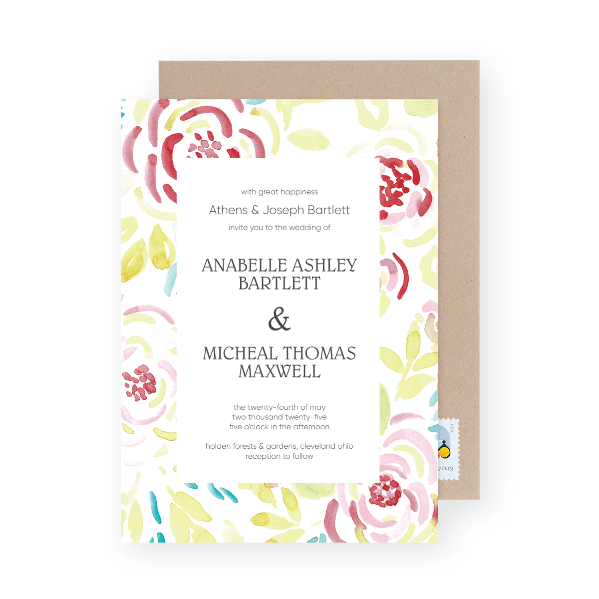 Happy Flowers Wedding Invite
