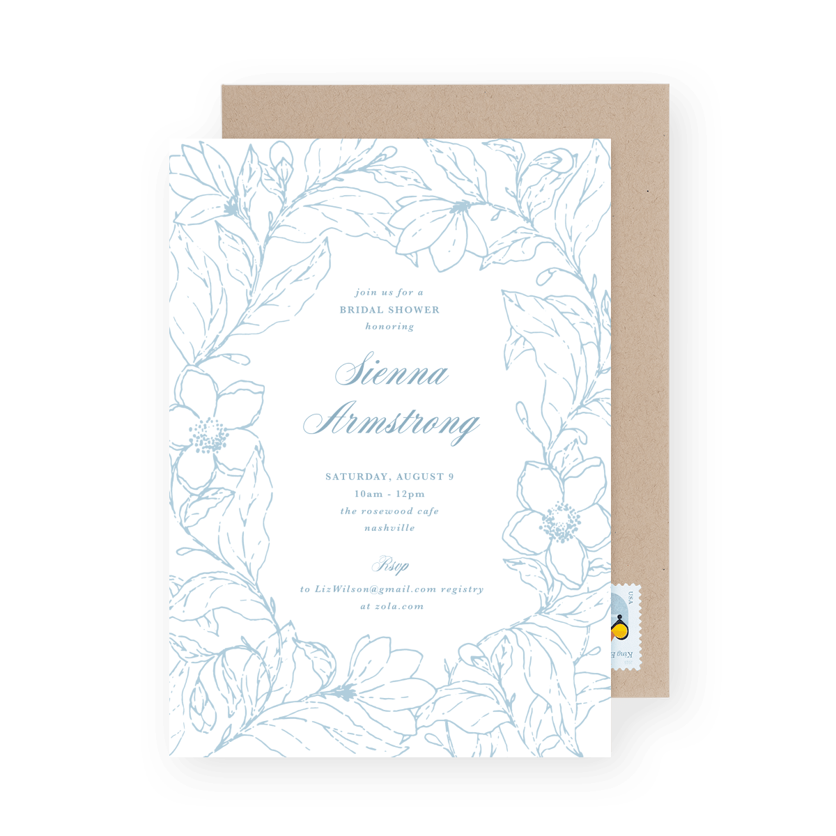 Perennial Bridal Shower Invite Blue	