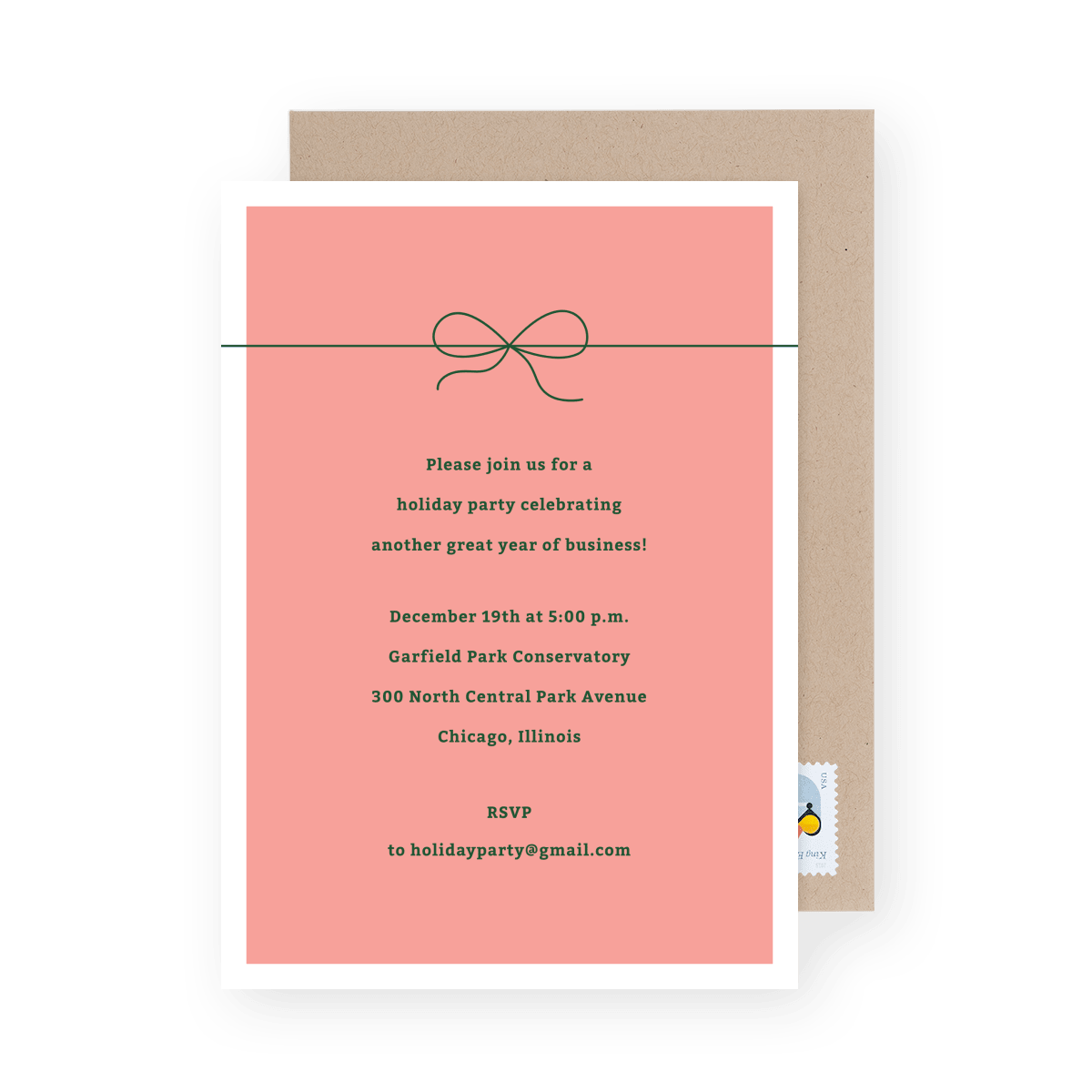 Simple Bow Holiday Invite
