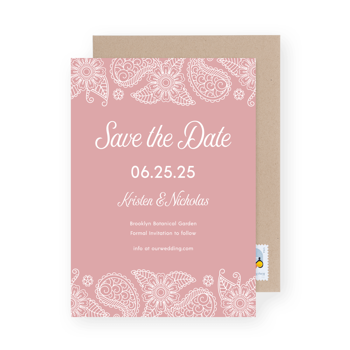 Pink Paisley Lace Save The Date