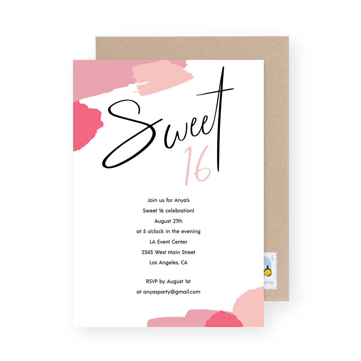 Pink Abstract Sweet 16
