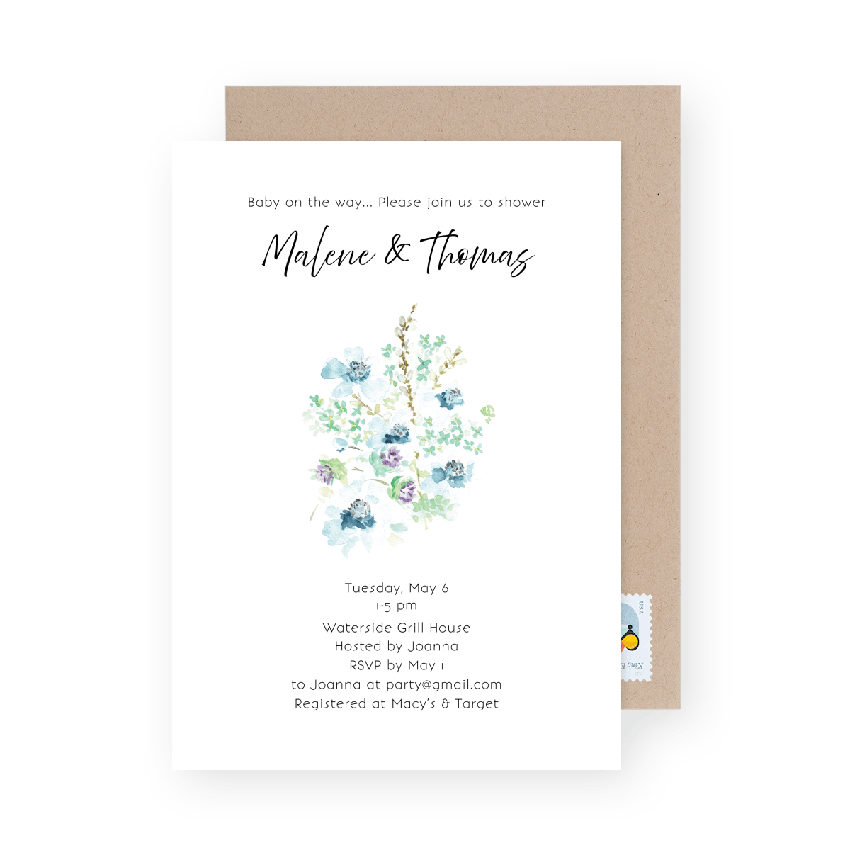 Baby Shower Blue Floral