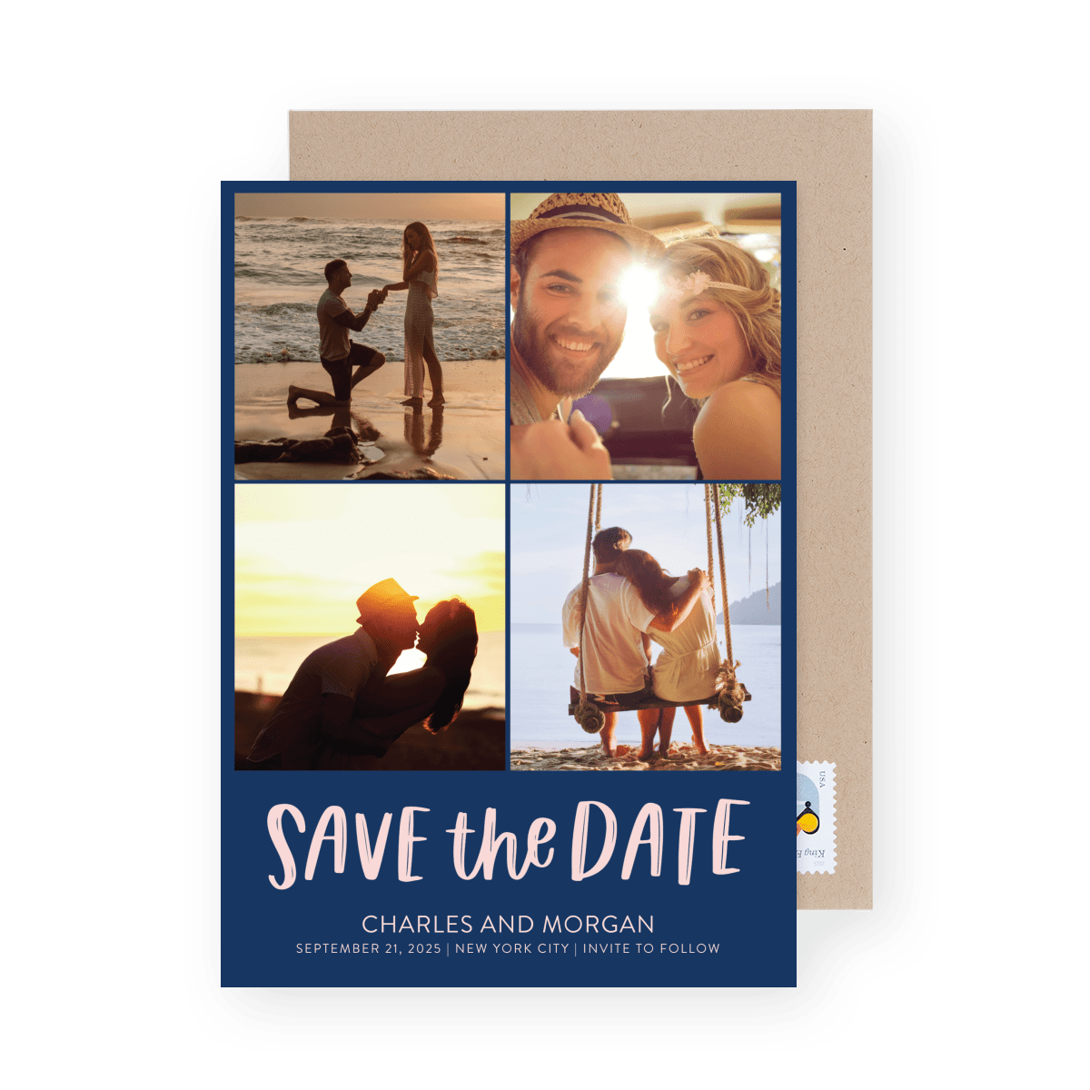 Blue Grid Save The Date