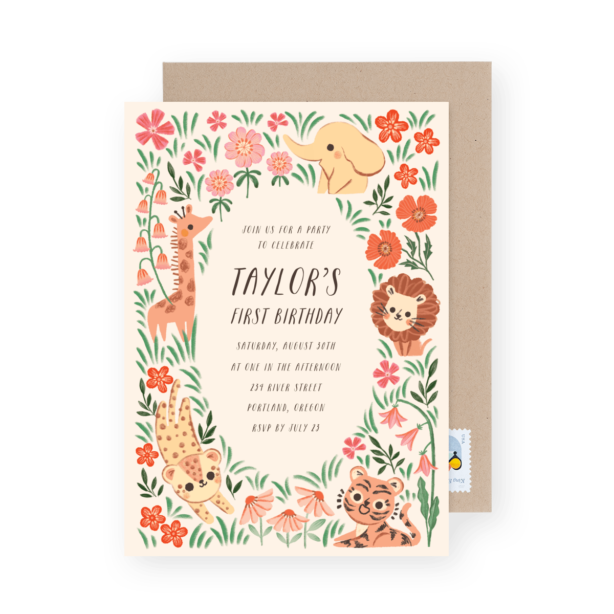 Jungle Friends Birthday Invite