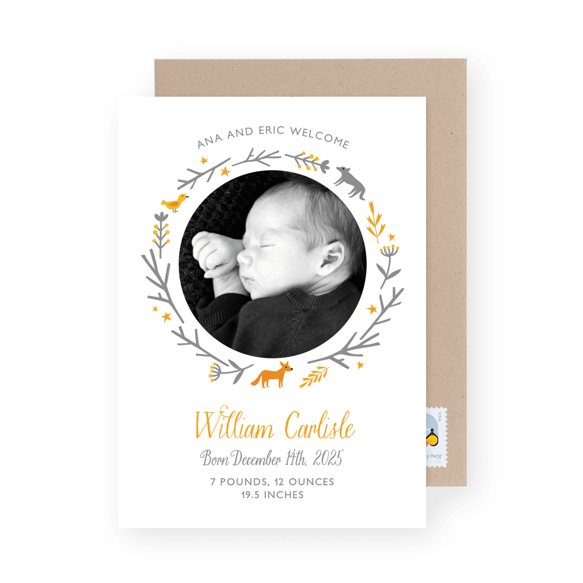 Woodland Birth Announcement