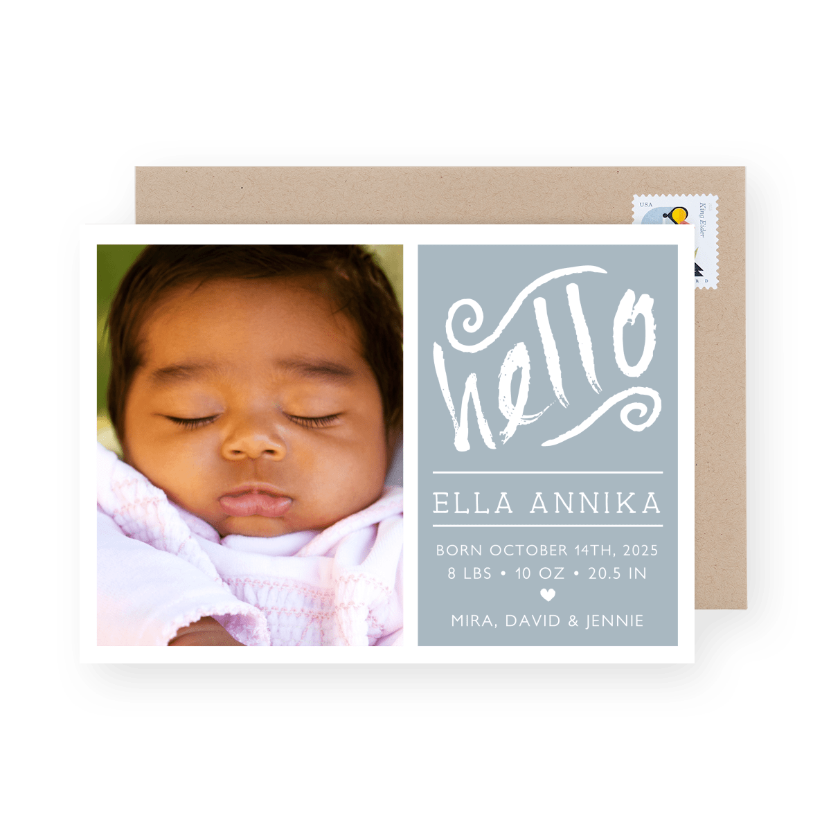 Hello Script Birth Announcement
