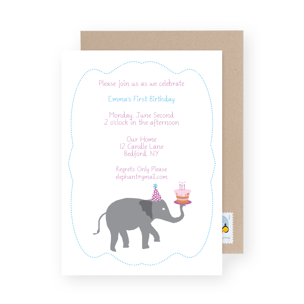 Elephant Cake Invite