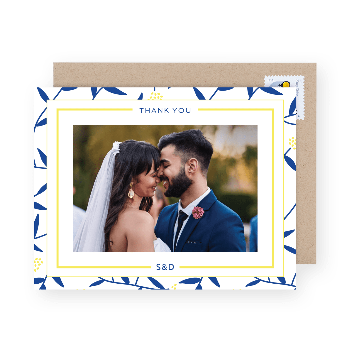 Sherry Floral Minimal Thank You Blue