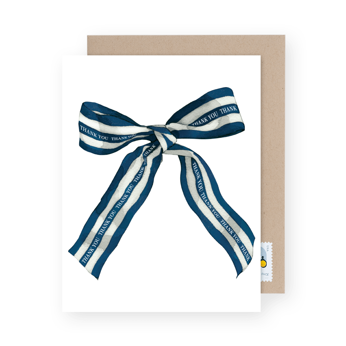 Navy Striped Bow Thanks