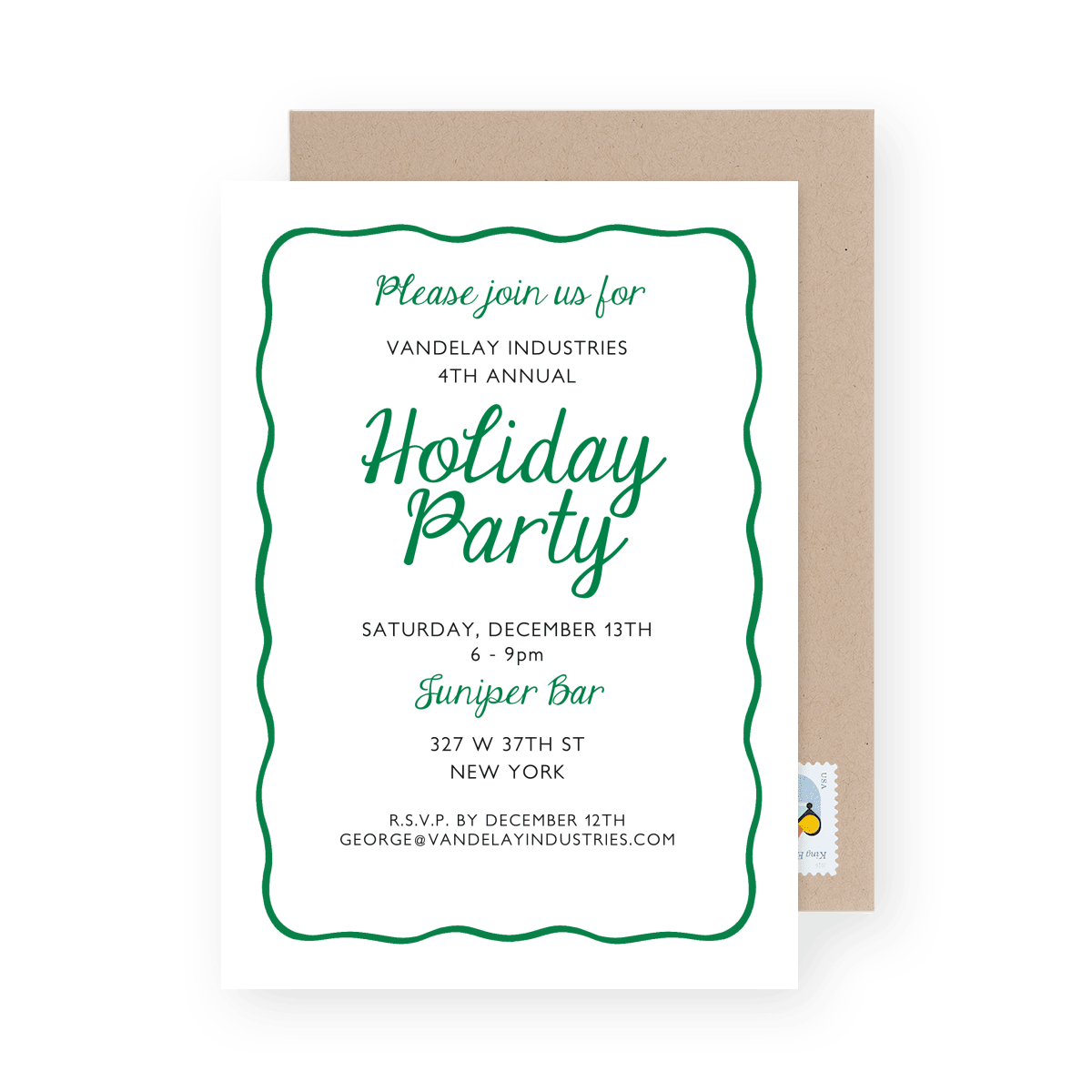 Green Ribbon Holiday Invite