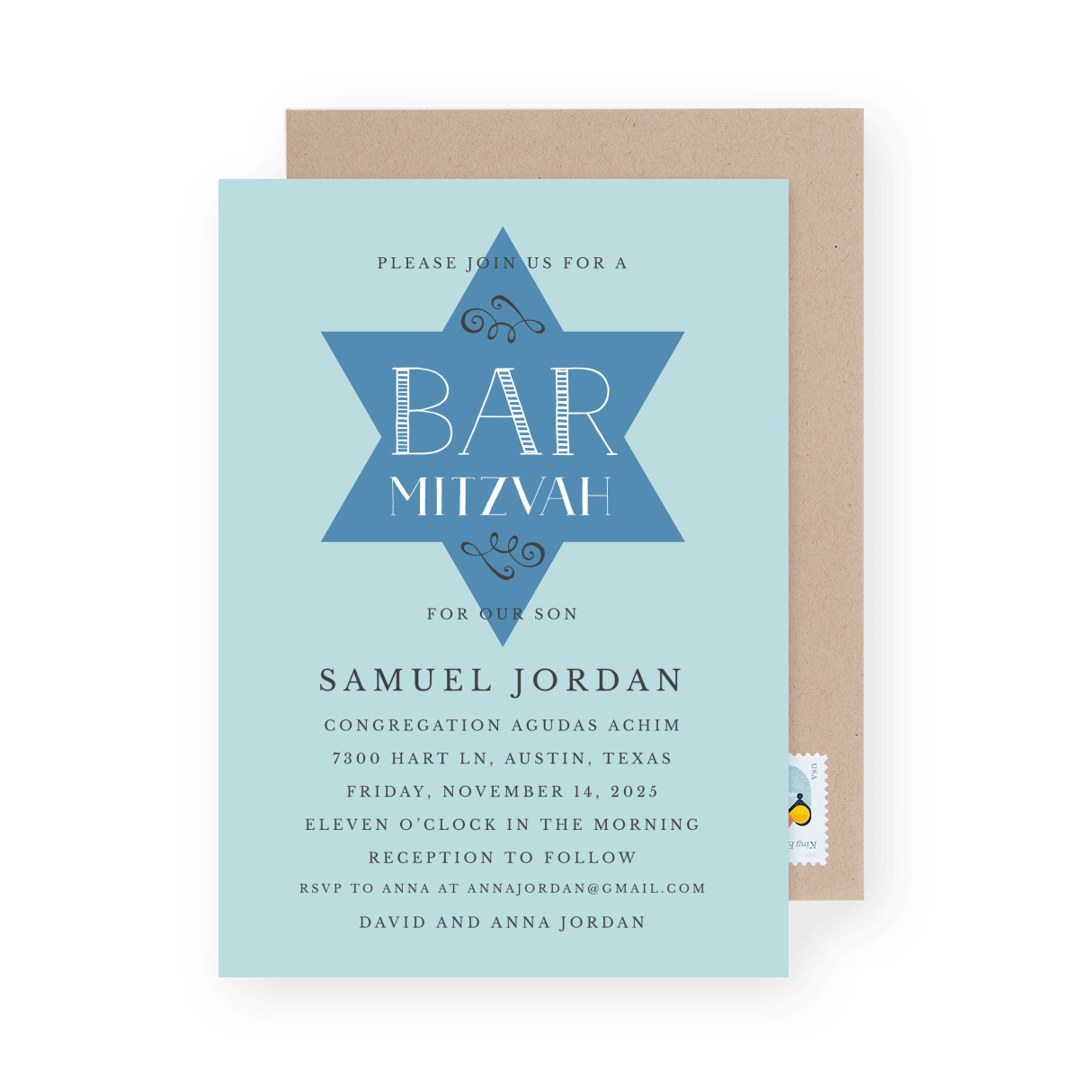Vintage Star Blue Invite