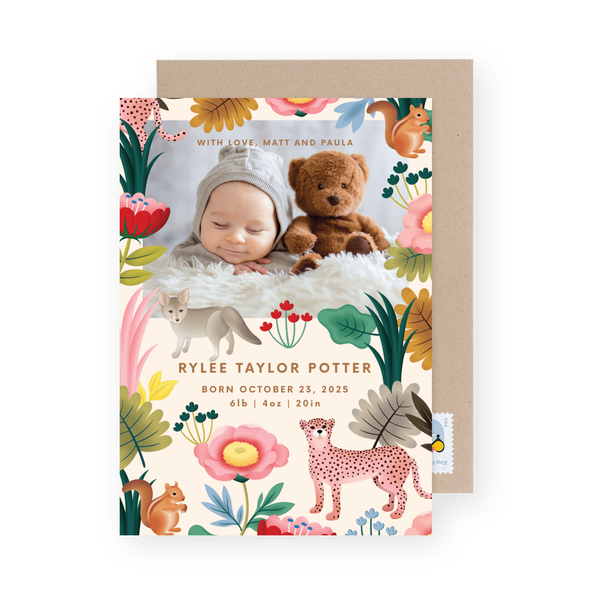 Whimsical Jungle Birth Announcement