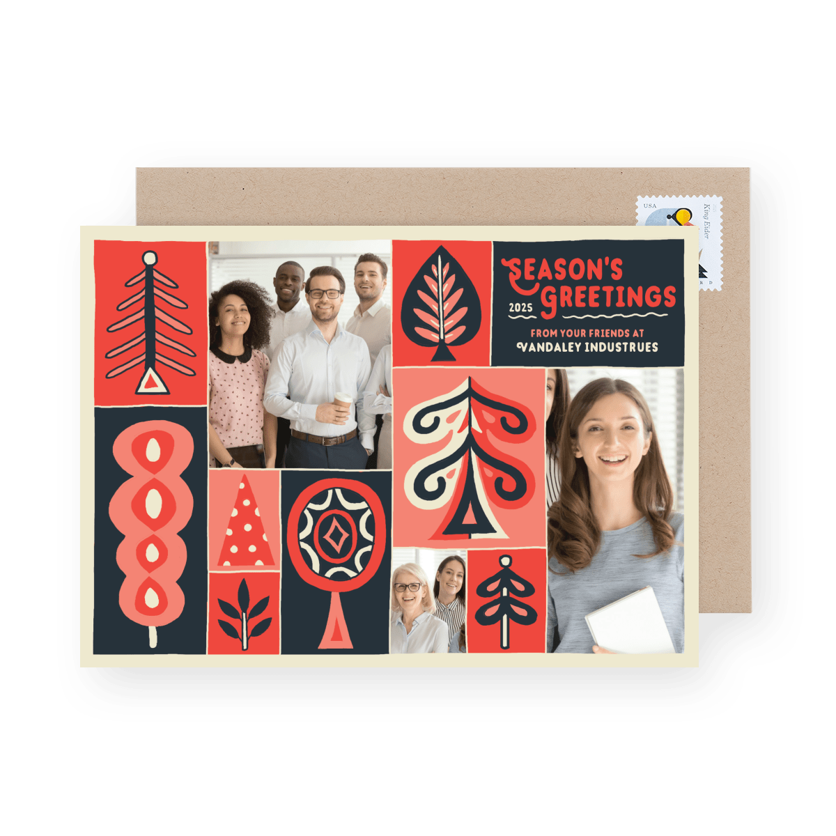 Red Christmas Tree Grid