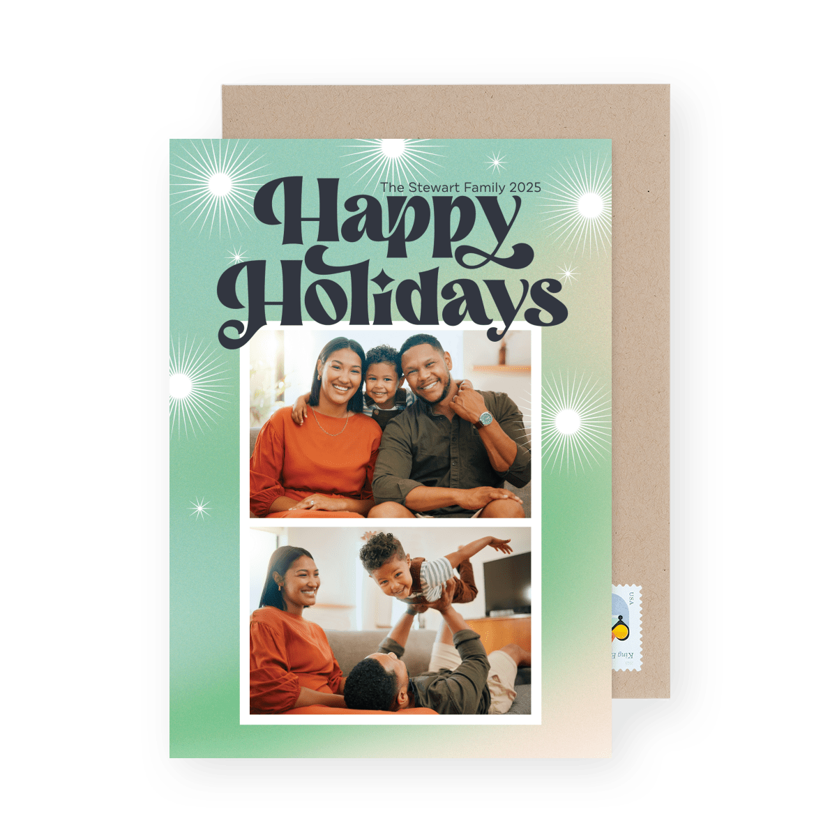 Retro Aura Green Happy Holidays