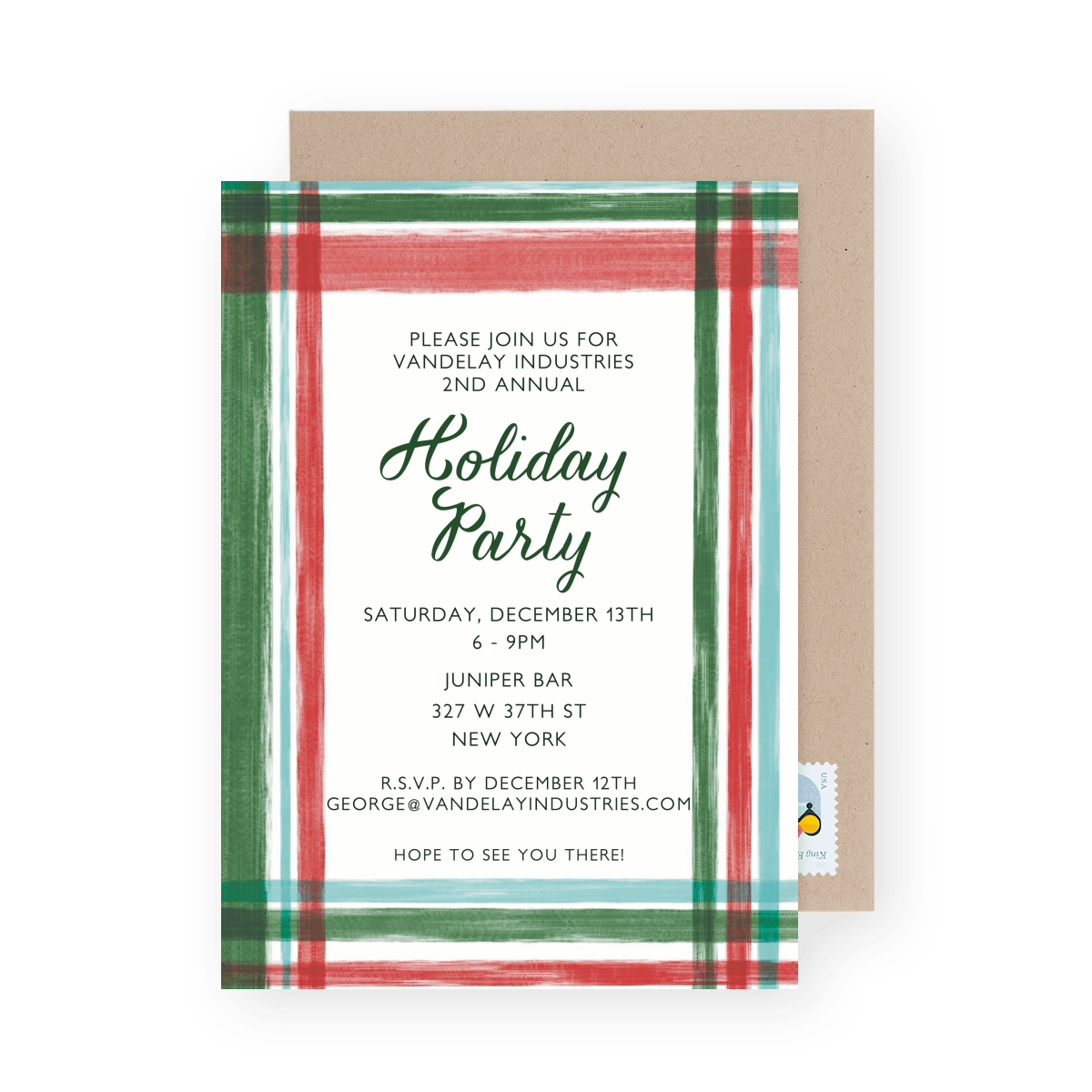 Plaid Holiday Invite