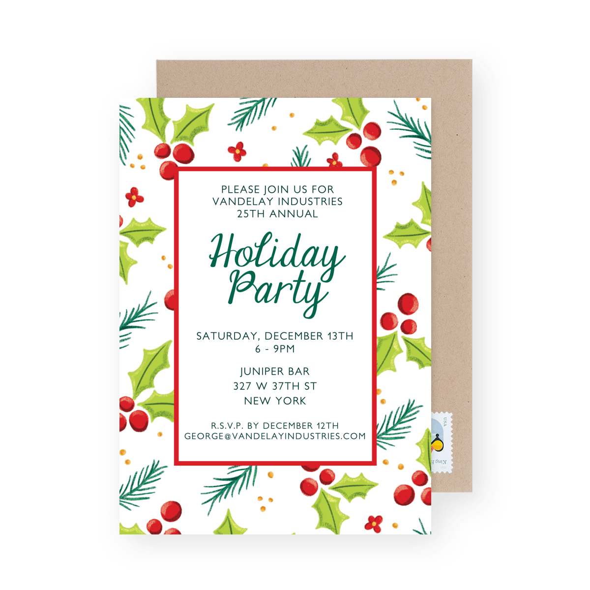 Holiday Holly Invite