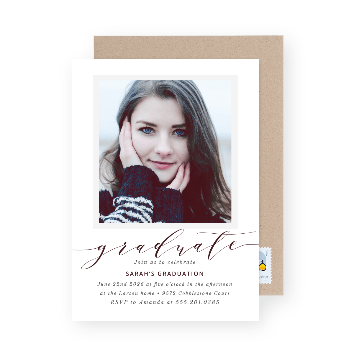 Modern Calligraphy Graduation Invite