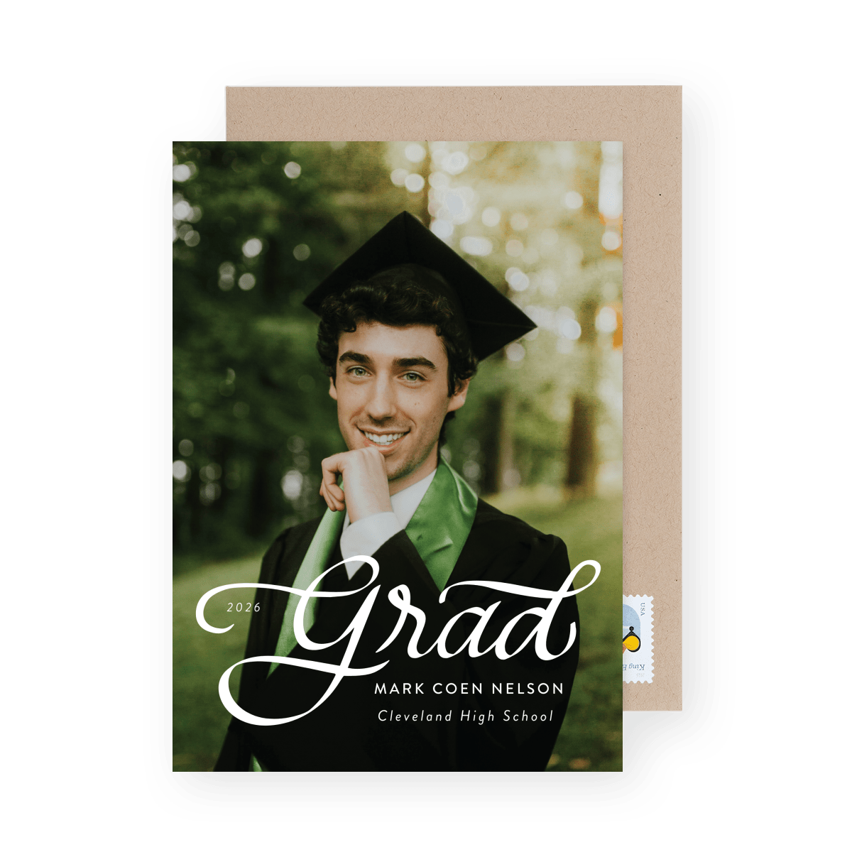 Bold Cursive Grad White