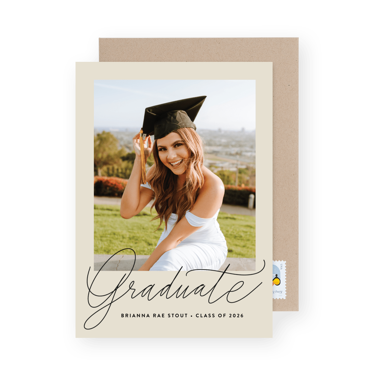 Script Grad Lettered Tan