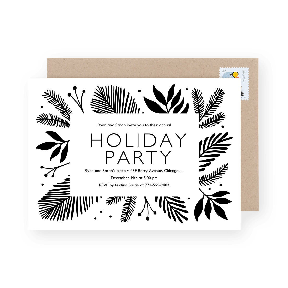 Leafy Holiday Invite